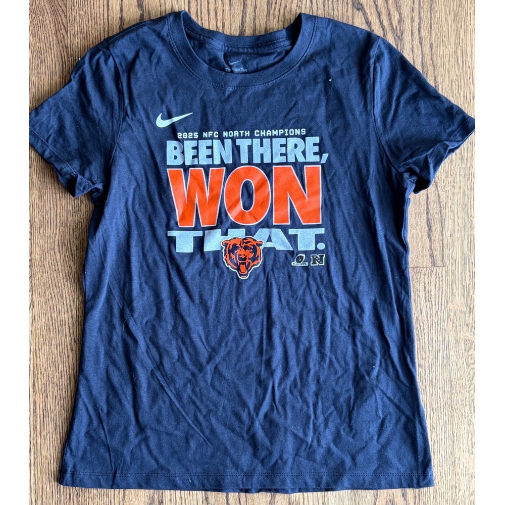 Nike Chicago Bears 2025 NFC North Champions T-Shirt Navy Blue Mens Medium